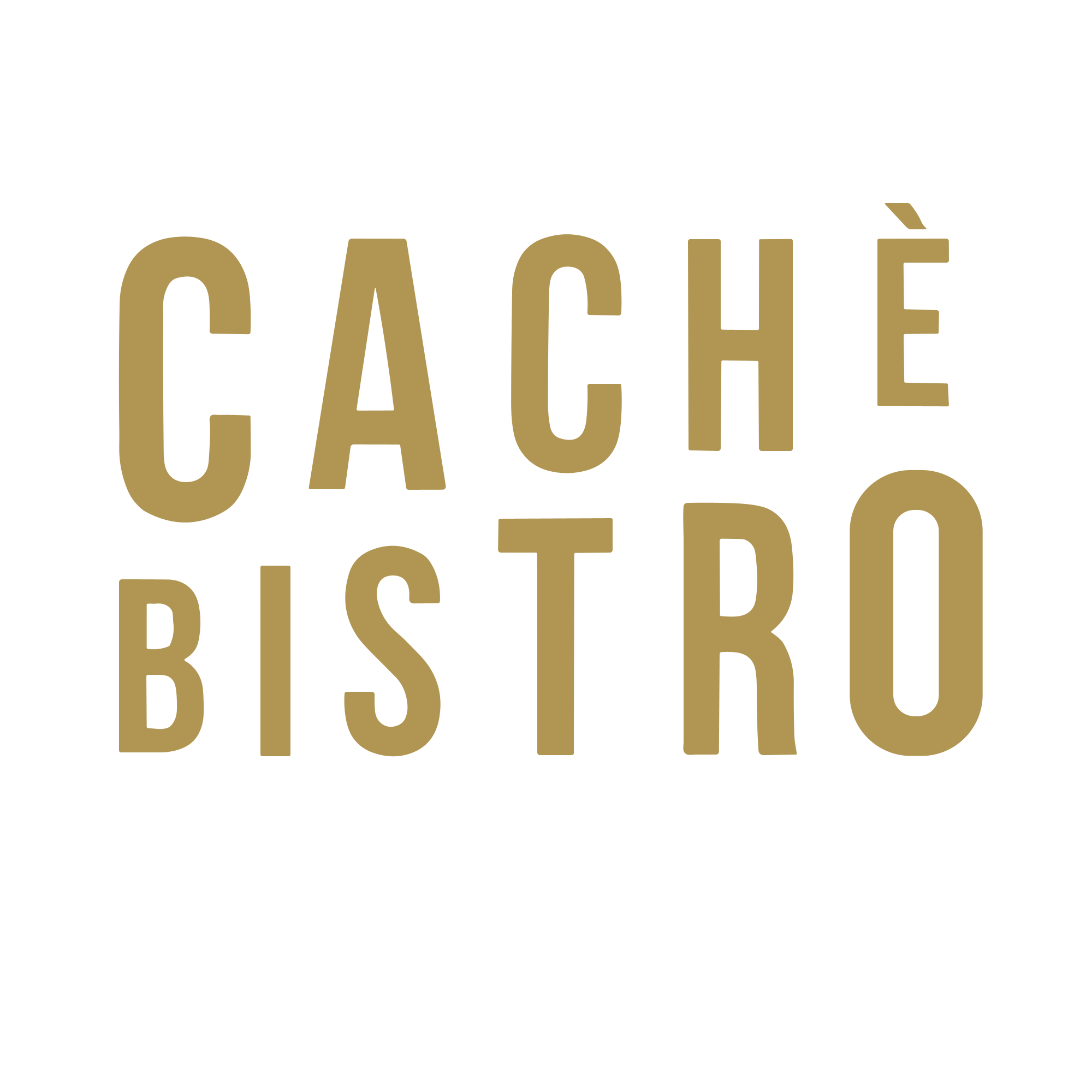 Logo de Cache Bistro - Fondo negro con letras doradas